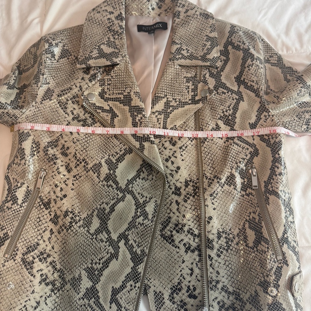 INTERMIX Moto Leather Python Print Crop Jacket - … - image 9